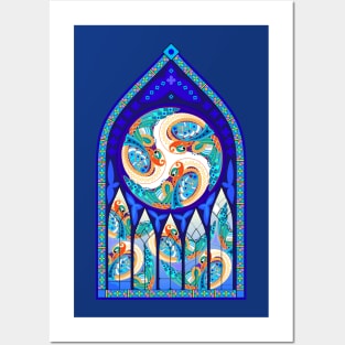 Celtic stained glass window Posters and Art